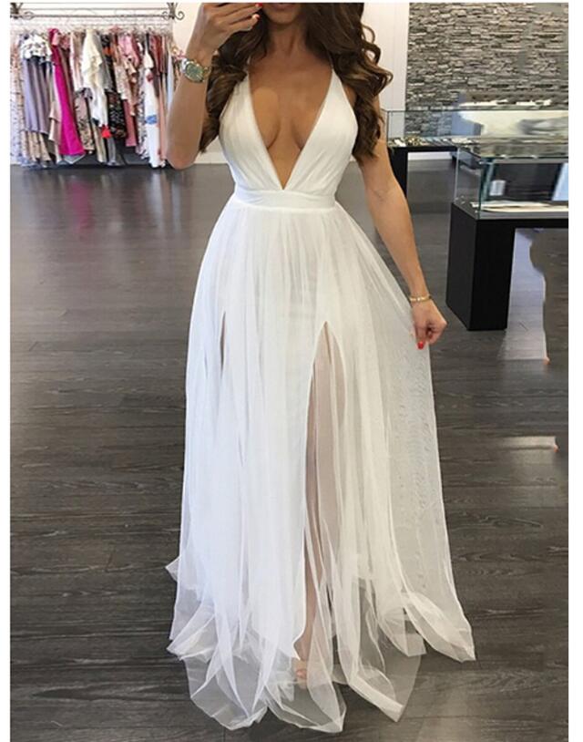 Sexy Women Summer Chiffon Sleeveless Boho Long Maxi Evening Party Beach Dress 4 Colors  New Dress Women vestidos